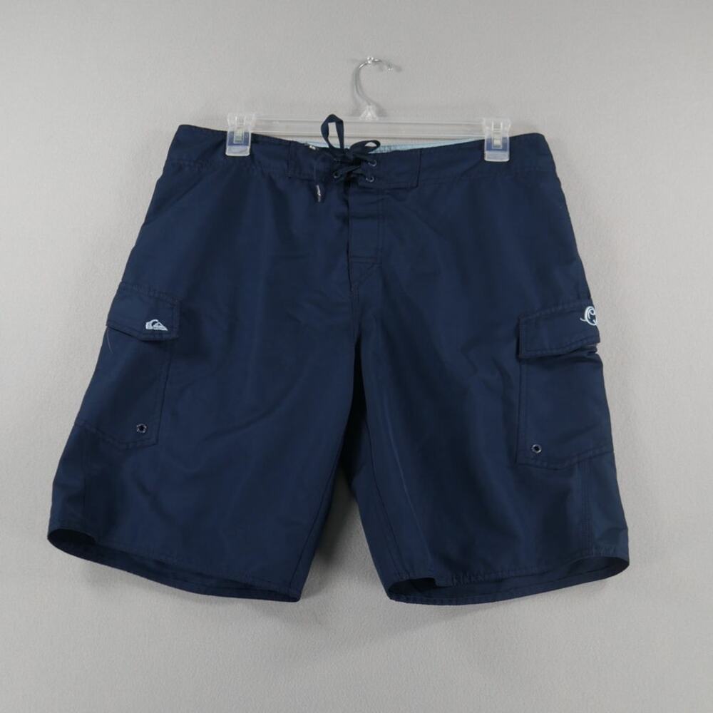 Quiksilver Surf Board Shorts Swim Trunks Men's Size 38 Navy Blue / Light Blue